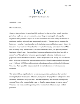 IAC Q3 2020 Shareholder Letter