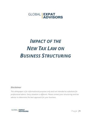 Impact of the New Tax Law on Business Structuring