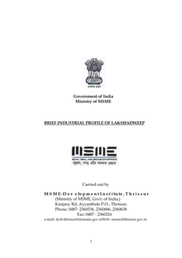 Government of India Ministry of MSME BRIEF
