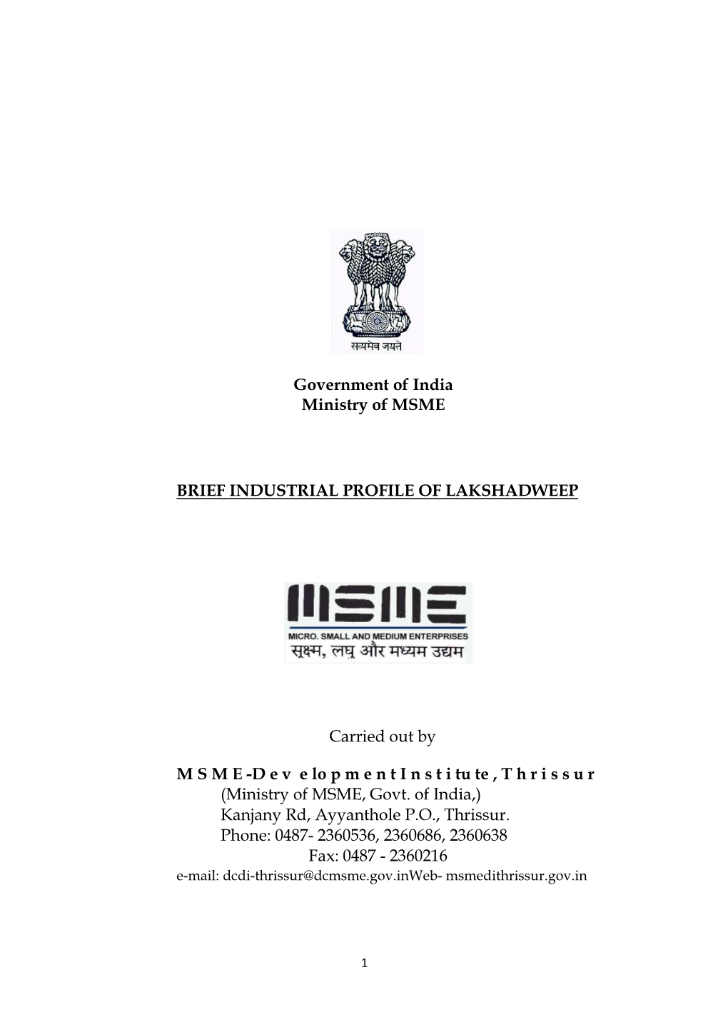 Government of India Ministry of MSME BRIEF - DocsLib