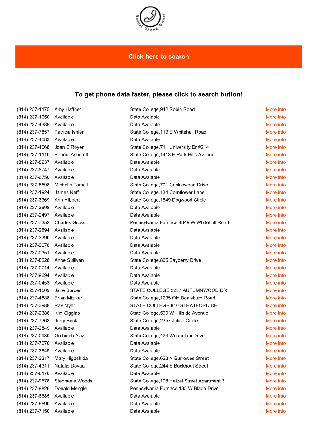 Click Here to Search to Get Phone Data Faster, Please Click to Search