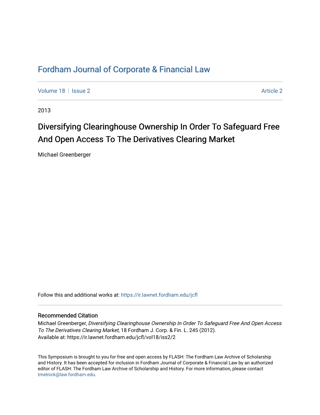 Fordham Journal of Corporate & Financial