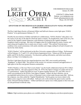 FOR IMMEDIATE RELEASE January 28, 2008 CONTACT: Gillian Smith Website: Email: Gillianlauren@Rice.Edu Phone: 2