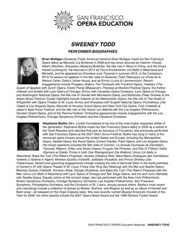Sweeney Todd Performer Biographies