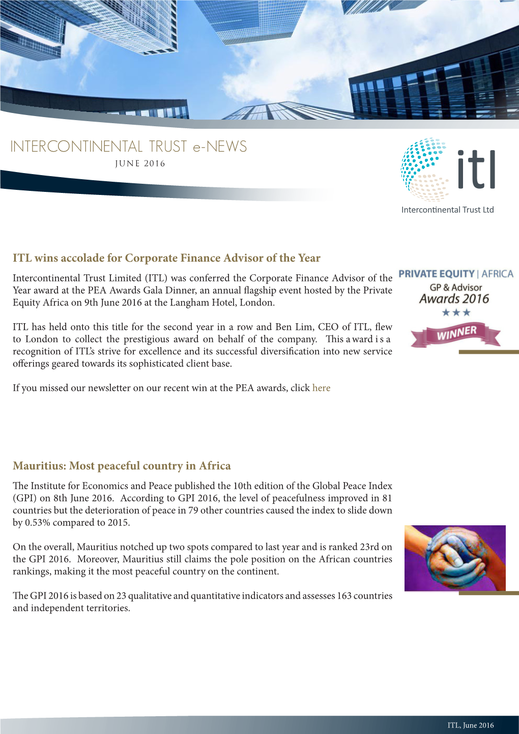 INTERCONTINENTAL TRUST E-NEWS JUNE 2016