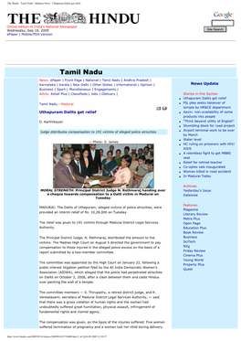 The Hindu : Tamil Nadu / Madurai News : Uthapuram Dalits Get Relief