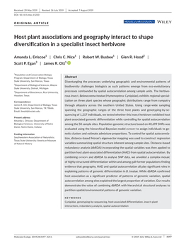 Host Plant Associations and Geography Interact to Shape Diversification in a Specialist Insect Herbivore