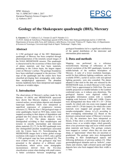 Geology of the Shakespeare Quadrangle (H03), Mercury