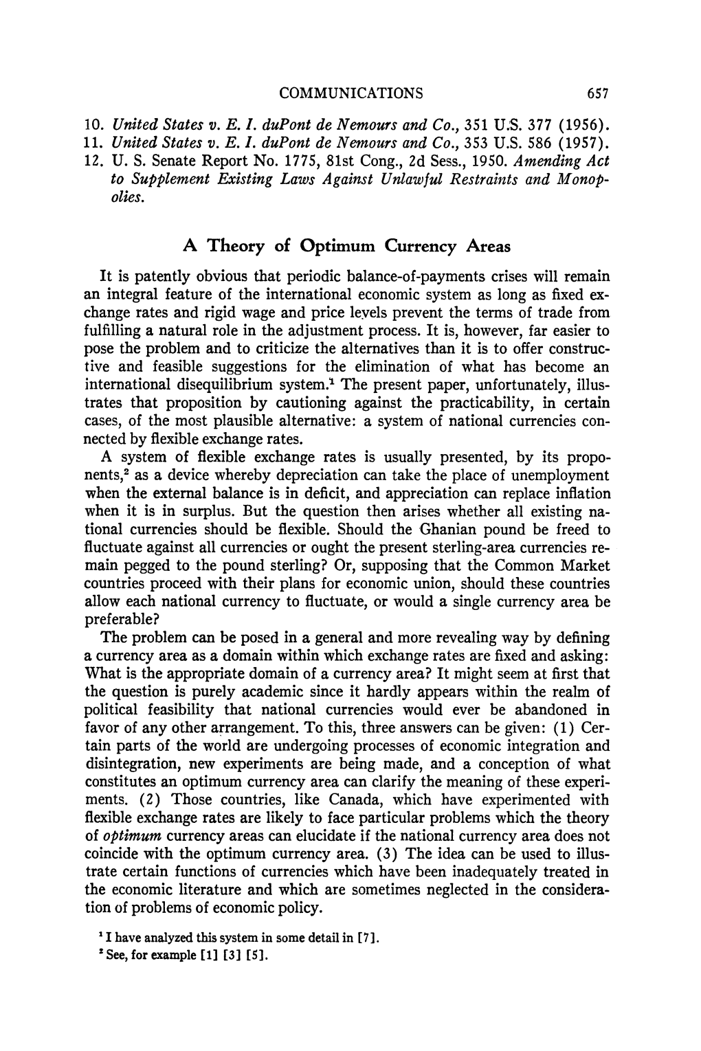 A Theory of Optimum Currency Areas