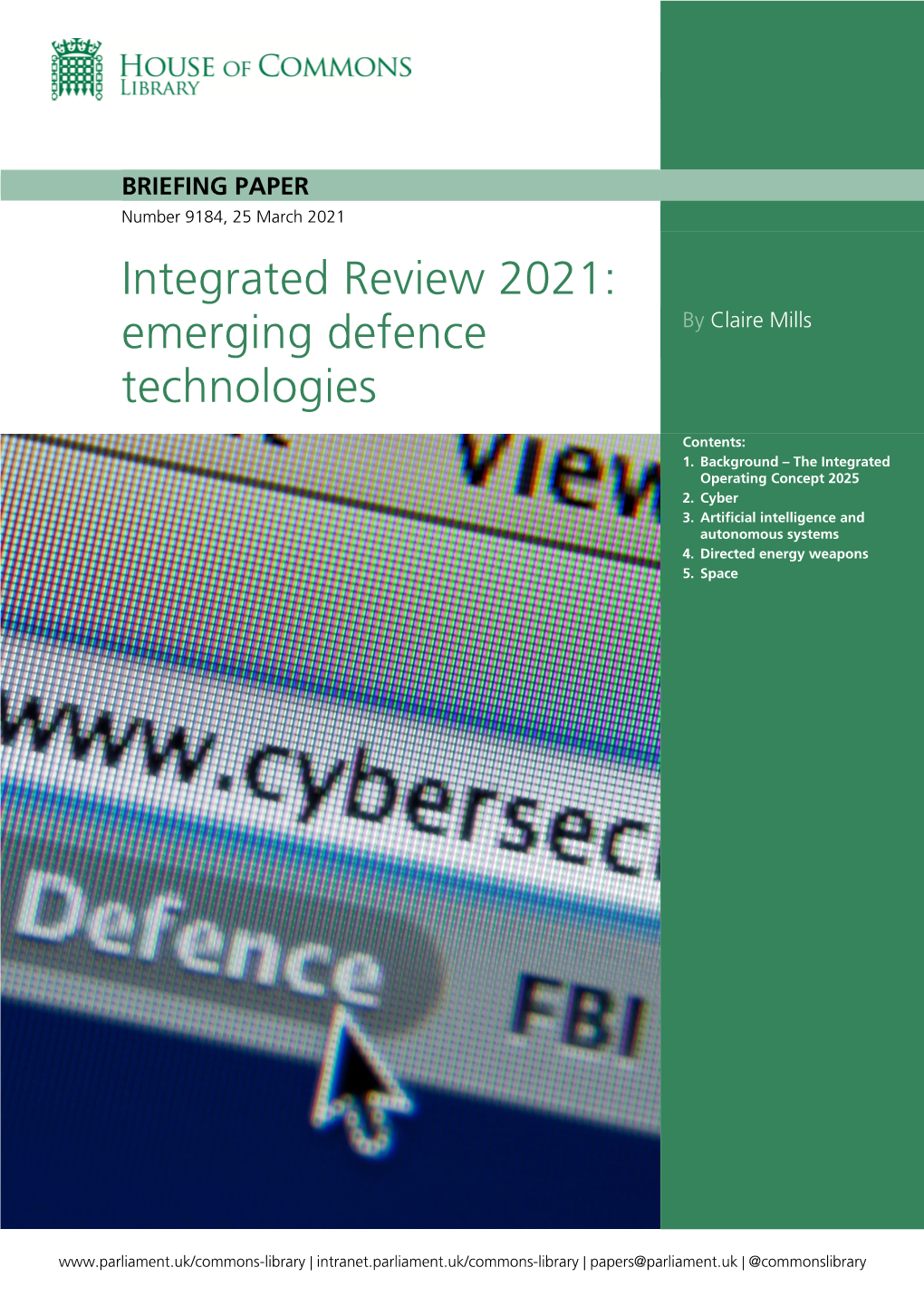 Integrated Review 2021: Emerging Defence Technologies