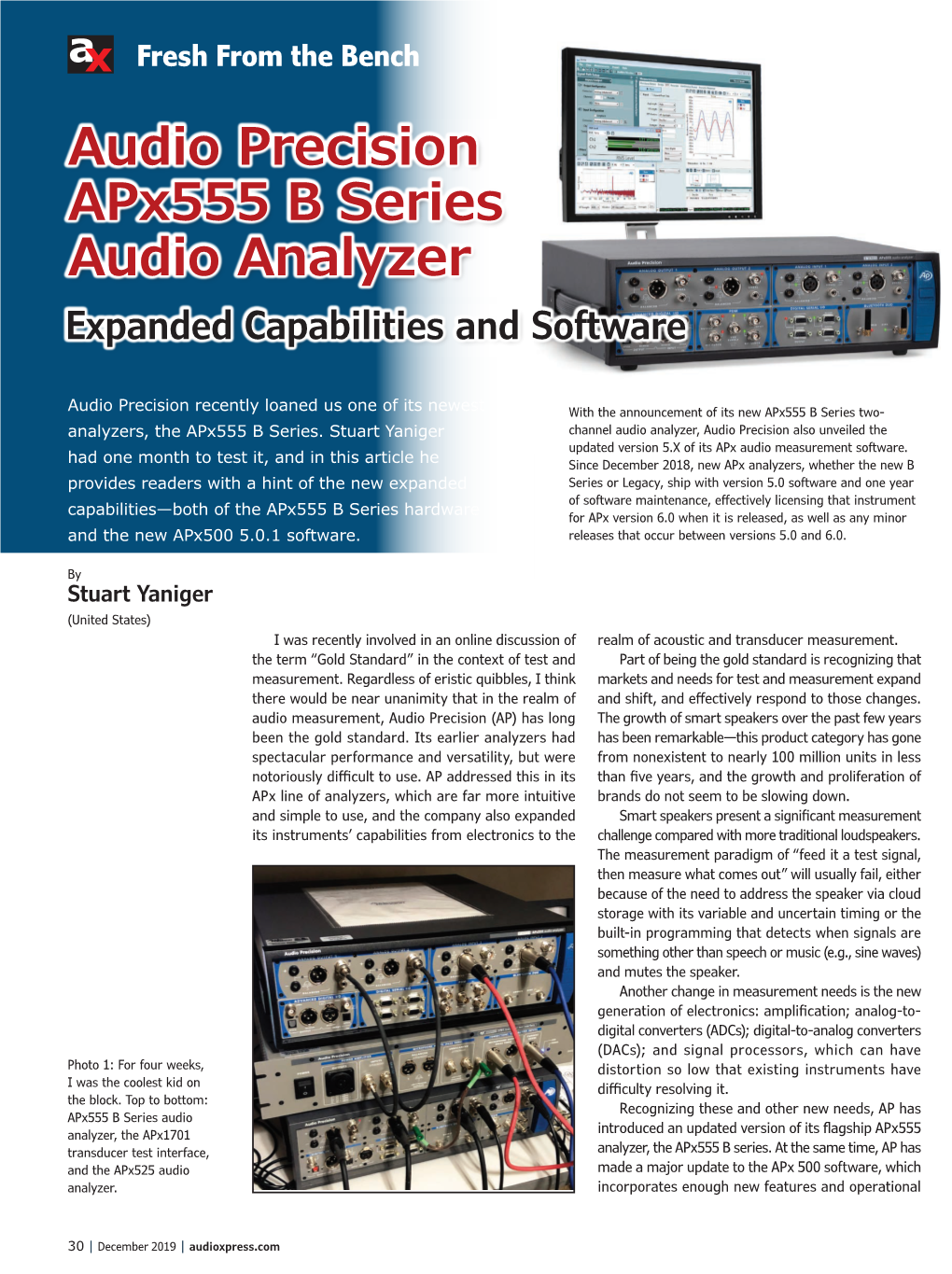 Audio Precision Apx555 B Series Audio Analyzer Expanded Capabilities and Software