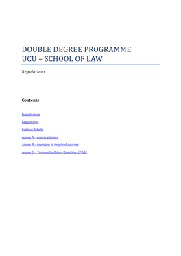 Double Degree Programme Ucu – School of Law