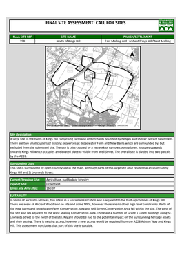 Final Site Assessment: Call for Sites