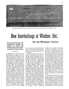New Interlockings at Windsor, Ont. on the Michigan Central