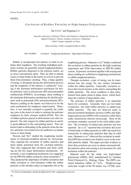 Cavitation of Rubber Particles in High-Impact Polystyrene