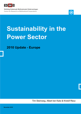 Sustainability in the Power Sector 2010 Update Europe