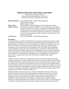 MITIGATED NEGATIVE DECLARATION Prepared in Accordance with the California Environmental Quality Act (CEQA) Pursuant to Division 13, Public Resources Code