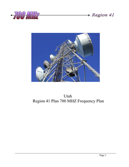 Utah Region 41 Plan 700 MHZ Frequency Plan