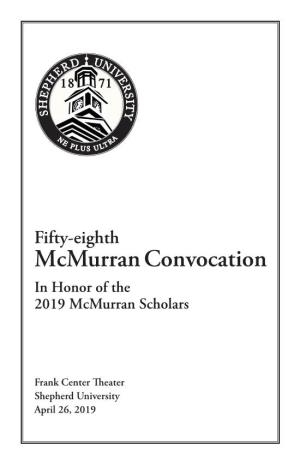 Mcmurran Convocation in Honor of the 2019 Mcmurran Scholars