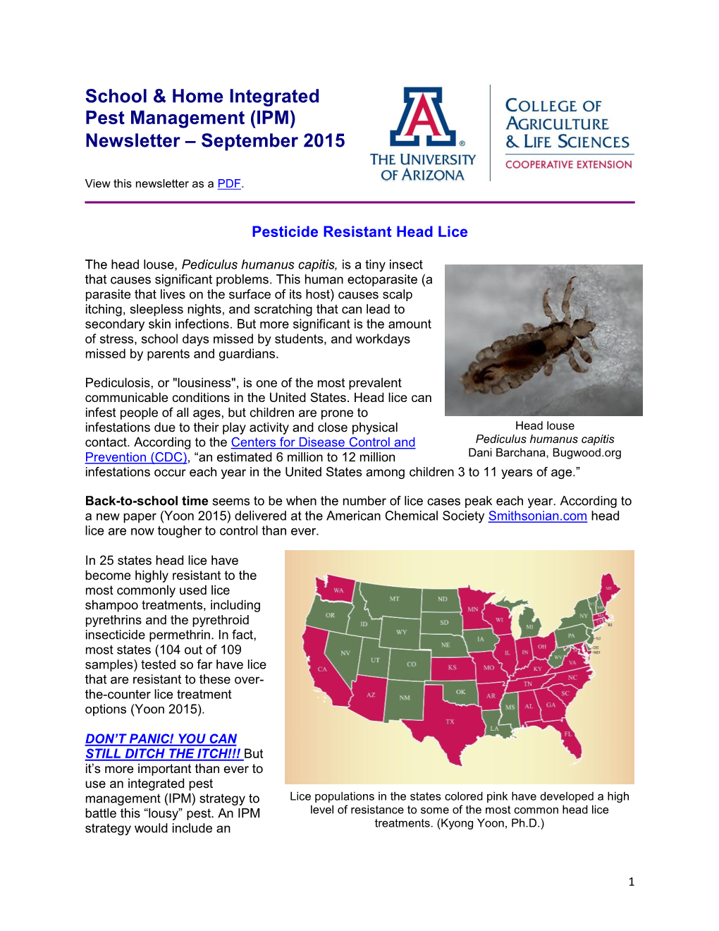 Head Lice Pest Press, September 2015