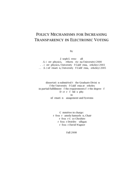 Policy Mechanisms for Increasing Transparency in Electronic Voting