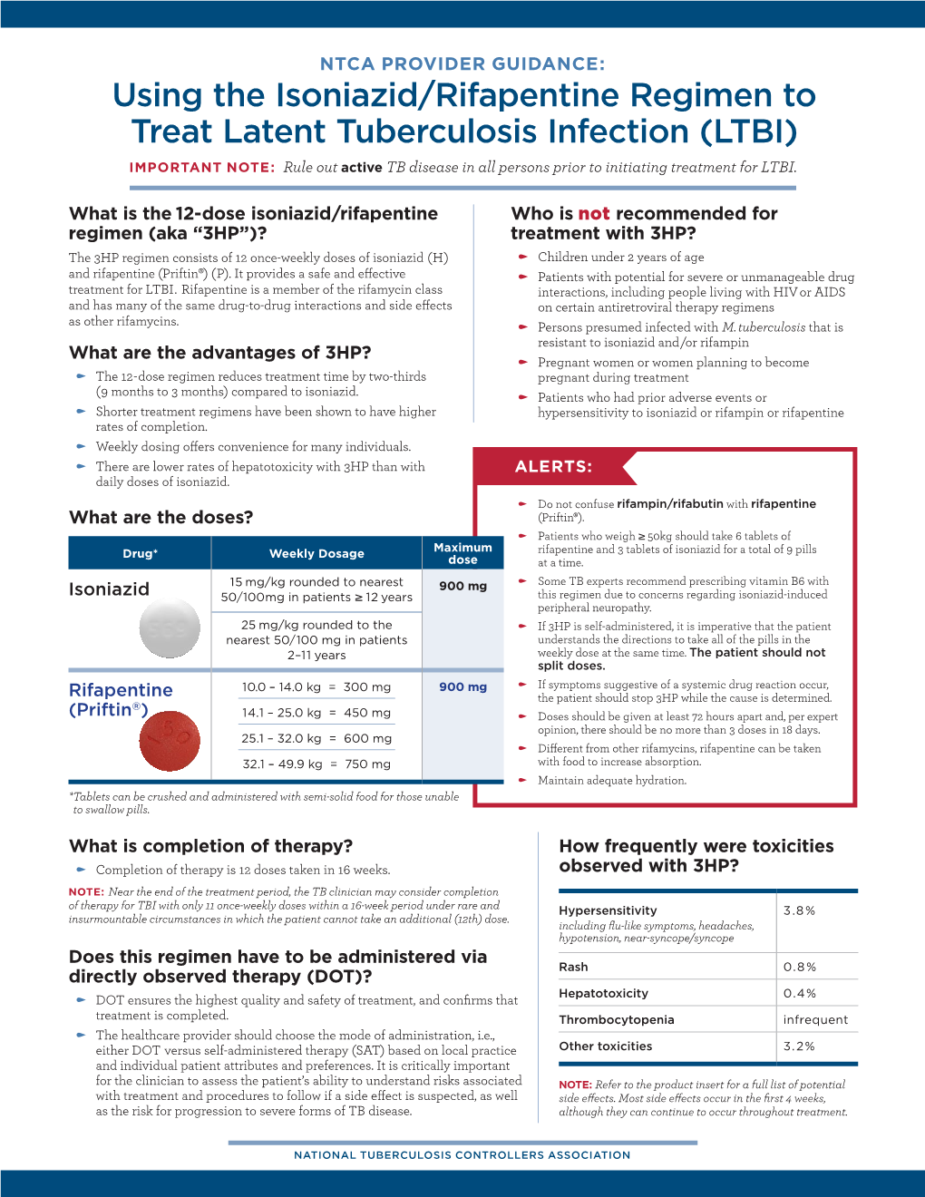 Using the Isoniazid/Rifapentine Regimen to Treat Latent Tuberculosis Infection (LTBI)