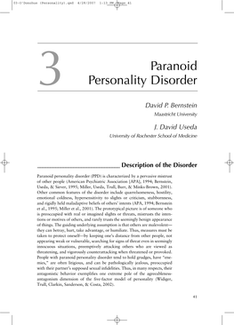 Paranoid Personality Disorder