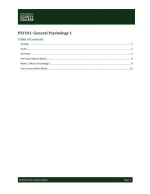 PSY101: General Psychology 1 Table of Contents Settings