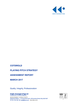 Cotswold Playing Pitch Strategy Assessment Report March 2017