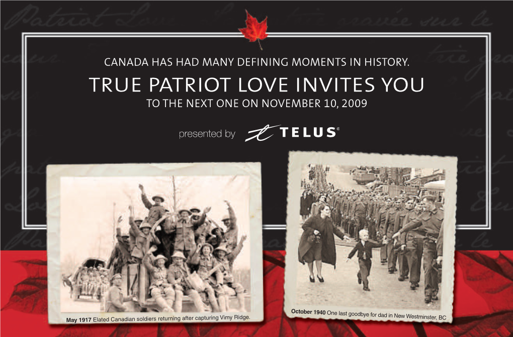 True Patriot Love Invites You to the Next One on November 10,2009