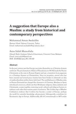 A Suggestion That Europe Also a Muslim: a Study from Historical and Contemporary Perspectives