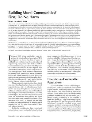 Building Moral Communities? First, Do No Harm Shafik Dharamsi, Ph.D