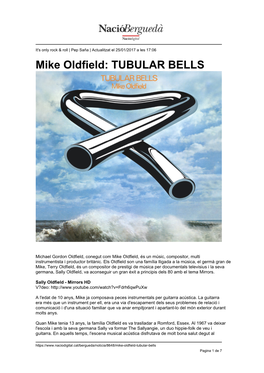 Mike Oldfield: TUBULAR BELLS