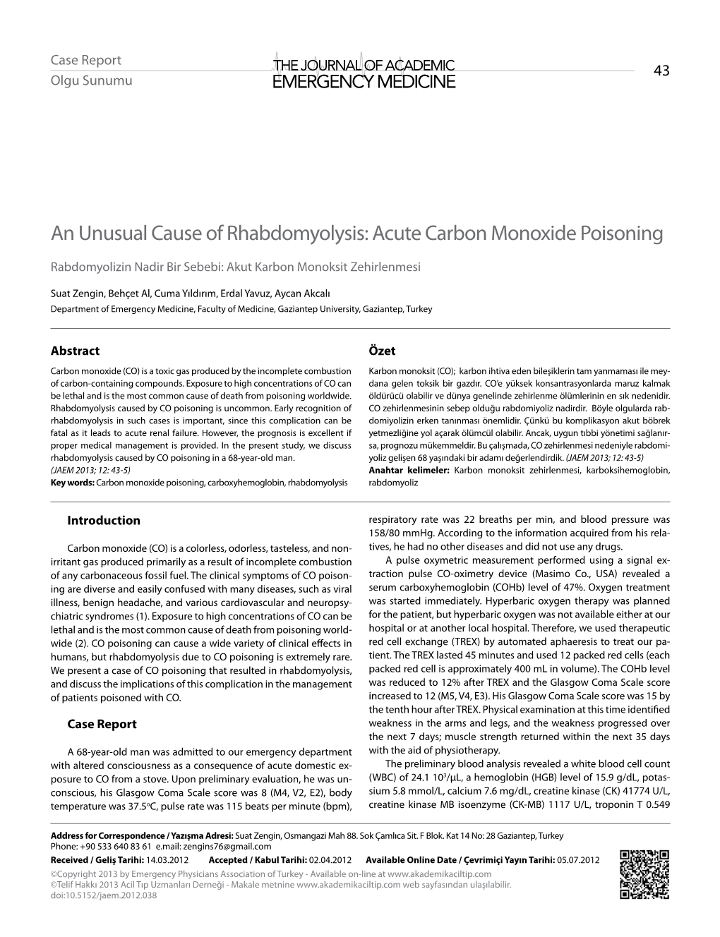 Acute Carbon Monoxide Poisoning