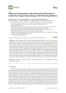 Mineral Composition and Antioxidant Potential of Coffee Beverages