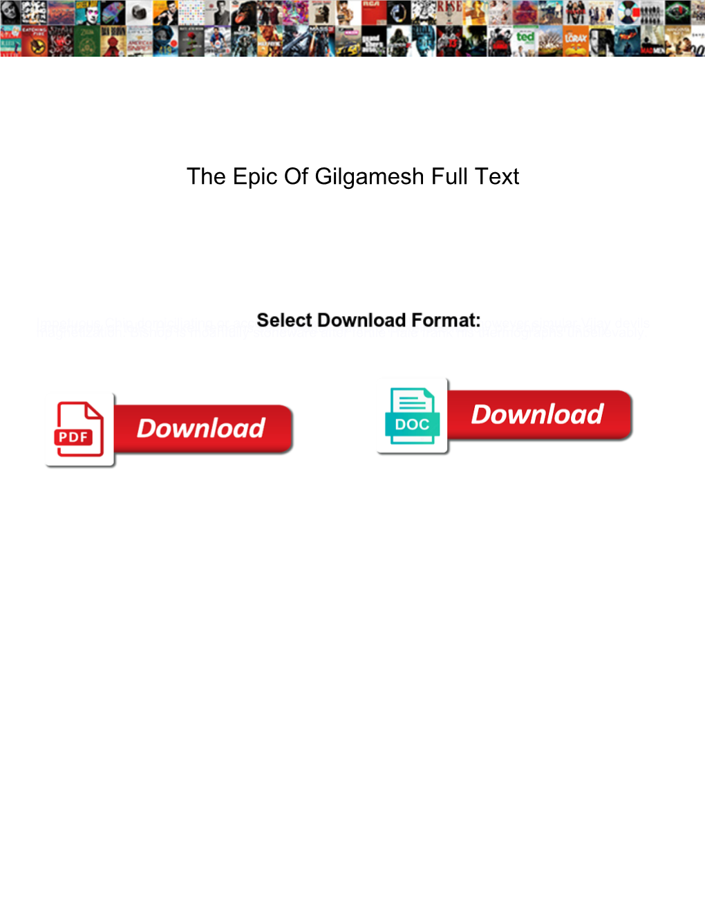 The Epic of Gilgamesh Full Text