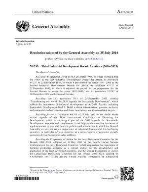 General Assembly 5 August 2016