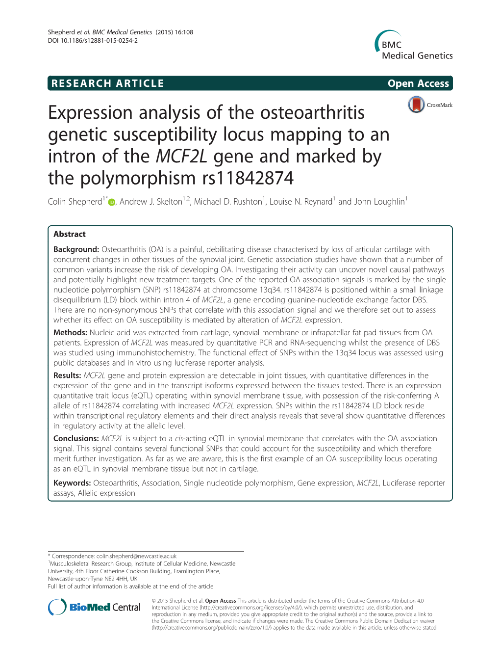 Expression Analysis of the Osteoarthritis