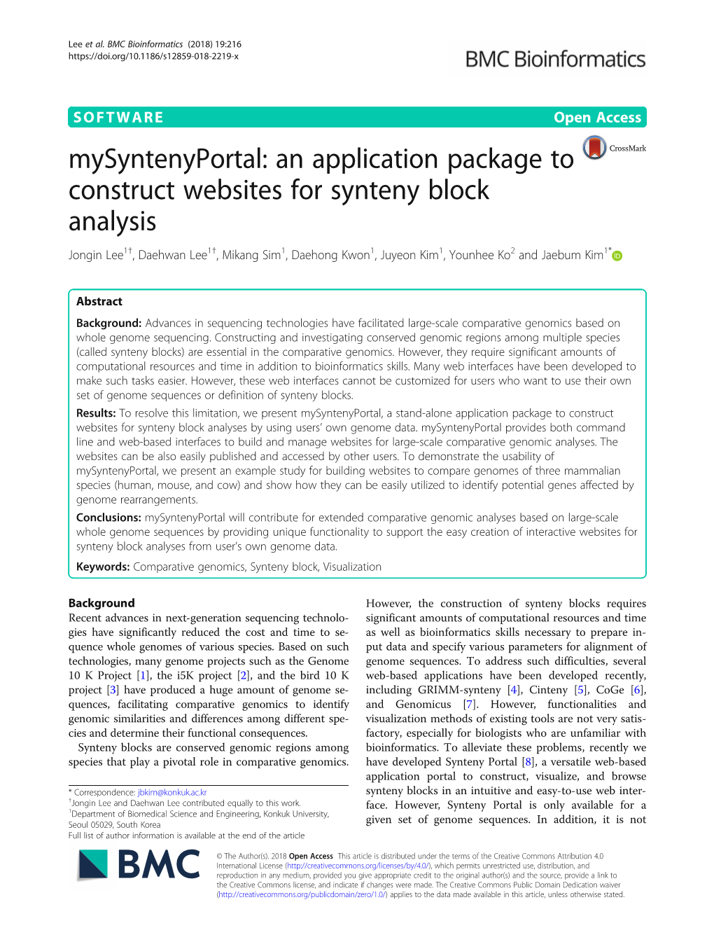 An Application Package to Construct Websites for Synteny Block Analysis