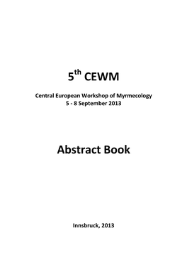 Central European Workshop of Myrmecology, 5