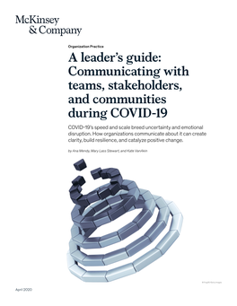 A Leader's Guide: Communicating with Teams, Stakeholders, and Communities During COVID-19 Exhibit 1 of 1