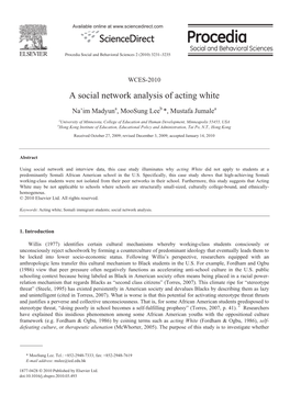 A Social Network Analysis of Acting White