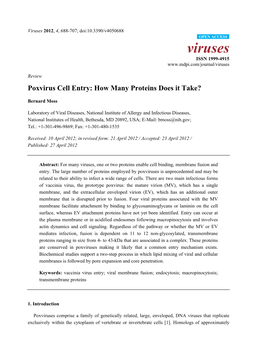 Poxvirus Cell Entry: How Many Proteins Does It Take?