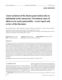 Acute Occlusion of the Ductus Pancreaticus Due To