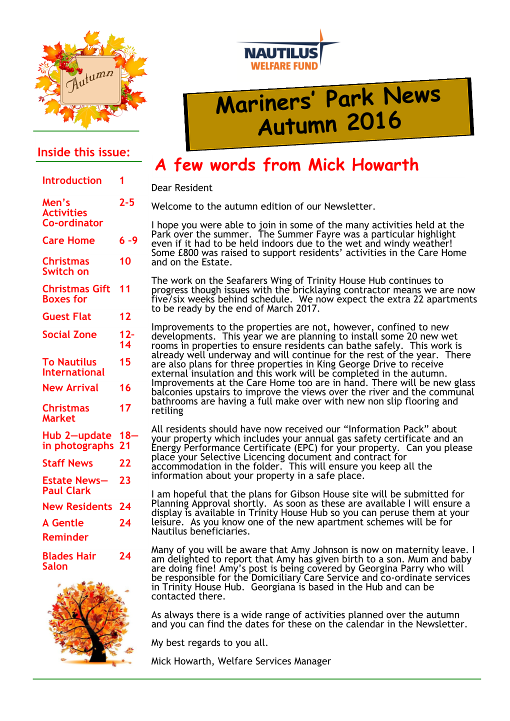 Mariners' Park News Autumn 2016