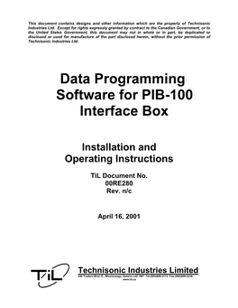 Download PIB-100 Installation and Operating Instructions