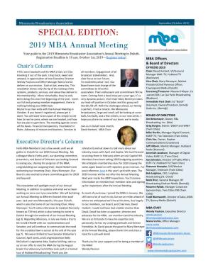 2019 MBA Annual Meeting Your Guide to the 2019 Minnesota Broadcaster Association’S Annual Meeting in Duluth