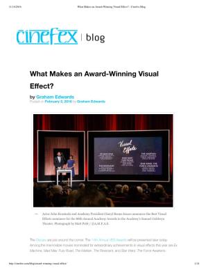 What Makes an Award-Winning Visual Effect? - Cinefex Blog