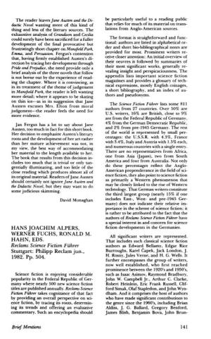 HANS JOACHIM ALPERS, WERNER FUCHS, RONALD M. HAHN, EDS. Reclams Science Fiction Führer Stuttgart: Philipp Reclam Jun., 1982. Pp