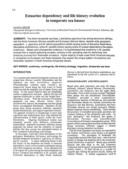 Estuarine Dependency and Life History Evolution in Temperate Sea Basses